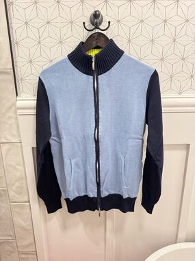 Codice Full Zip Sweater Jacket Size 50 Medium Blue Colorblock NWT Designer EU